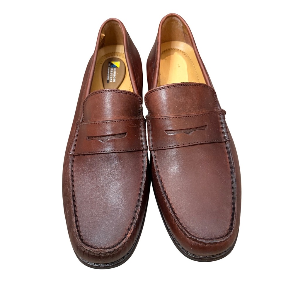 Giorgio Brutini Penny Loafers Mens Brown Leather Tri-Comfort Gel Tech Size 11